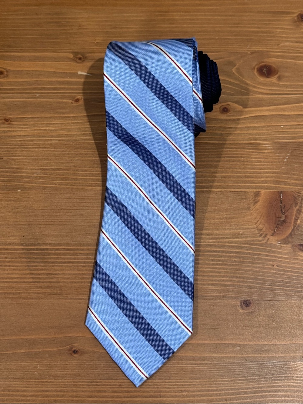 Tommy Hilfiger 100% Silk Light Blue & Navy Striped Men's Tie